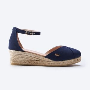 Viscata Barcelona Formiga Canvas Espadrille Wedges Navy Size 41